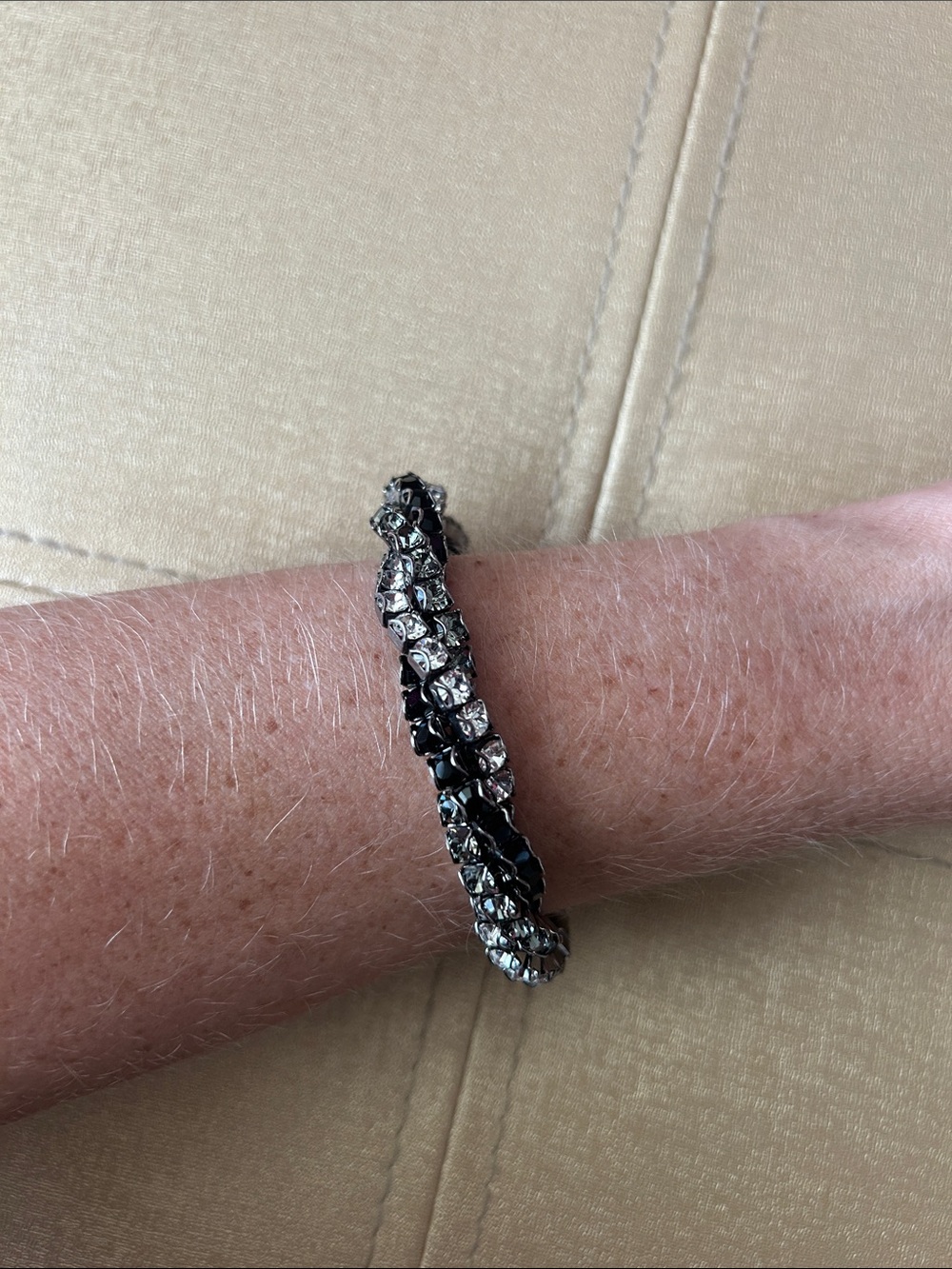 Touchstone Crystal by Swarovski Twisted Bracelet- black